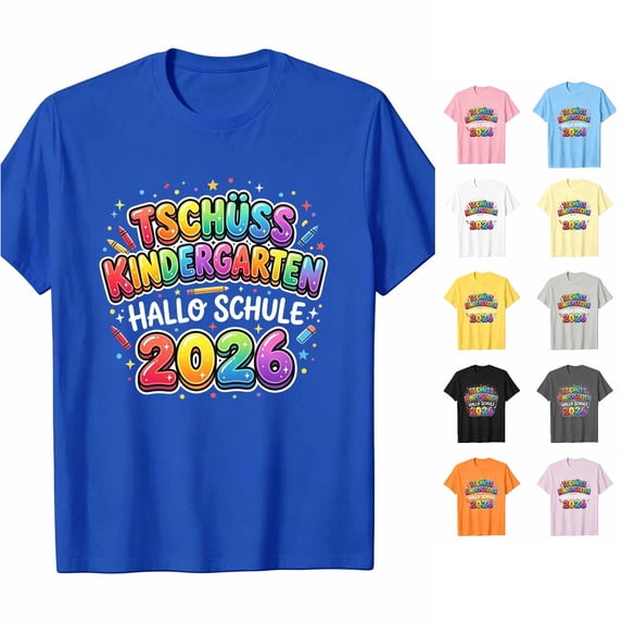 XFeng Schulkind 2026 Graphic T‑Shirt Kids Back to School Short Sleeve Tee