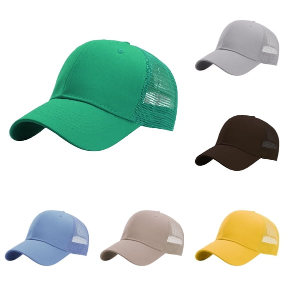 XFeng Solid Brown Blank Mesh Trucker Hat, Two Tone Cotton Front Mesh Back Adjustable Plain Baseball Cap