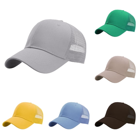 XFeng Solid Brown Blank Mesh Trucker Hat, Two Tone Cotton Front Mesh Back Adjustable Plain Baseball Cap