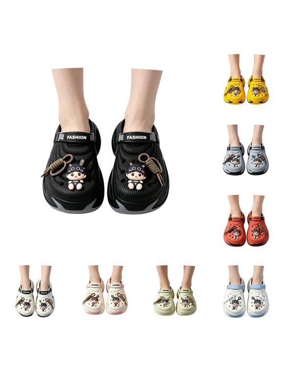 Women Cute Cartoon Charms Clogs Platform Slip‑On Garden Shoes