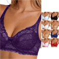 thumbnail image 1 of XFeng Women Floral Lace Underwire Bra, V Neck Adjustable Thin Straps Support Comfort Bra, 1 of 5