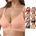 thumbnail image 1 of XFeng Women Floral Lace Underwire Bra, V Neck Adjustable Wide Straps Comfort Support Bra, 1 of 4