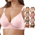 thumbnail image 1 of XFeng Women Floral Lace Underwire Bra, V Neck Adjustable Wide Straps Comfort Support Bra, 1 of 4