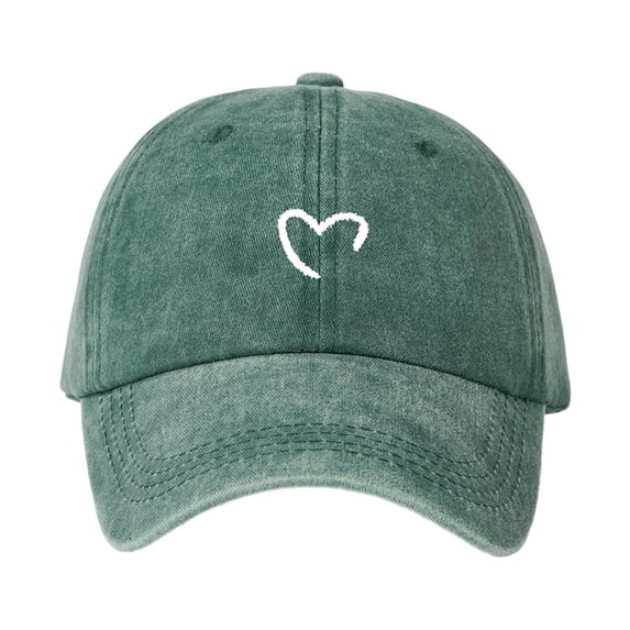 XFeng Women Minimalist Sketch Heart Embroidery Baseball Cap, Vintage Washed Gray Adjustable Casual Soft Dad Hat
