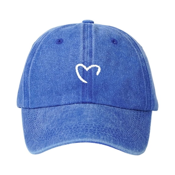 XFeng Women Minimalist Sketch Heart Embroidery Baseball Cap, Vintage Washed Gray Adjustable Casual Soft Dad Hat