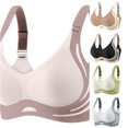 thumbnail image 1 of XFeng Women Seamless Wire Free Bralette, Contrast Cutout Wide Strap V Neck Comfort Support Bra, 1 of 5