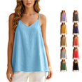thumbnail image 1 of XFeng Women V Neck Flowy Cami Tank Top, Textured Loose Spaghetti Strap Blouse, 1 of 4