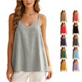 thumbnail image 1 of XFeng Women V Neck Flowy Cami Tank Top, Textured Loose Spaghetti Strap Blouse, 1 of 4