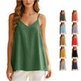 thumbnail image 1 of XFeng Women V Neck Flowy Cami Tank Top, Textured Loose Spaghetti Strap Blouse, 1 of 4