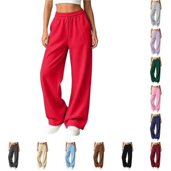 XFeng Women Wide Leg Sweatpants High Waist Drawstring Casual Pants