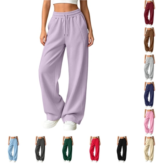 XFeng Women Wide Leg Sweatpants High Waist Drawstring Casual Pants