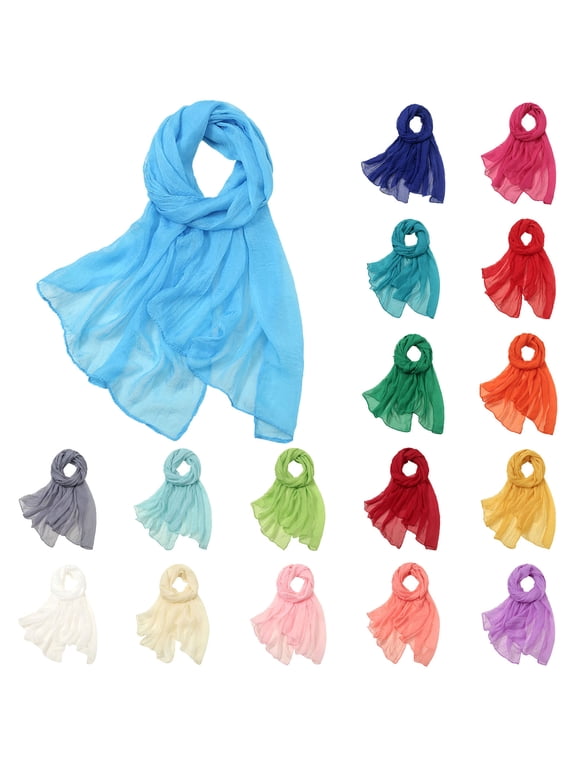 Women's 18 Colors Scarves: Lightweight, Summer, Casual, Multicolor, Solid Color, Chiffon, Thin, Regular, Silk Scarves
