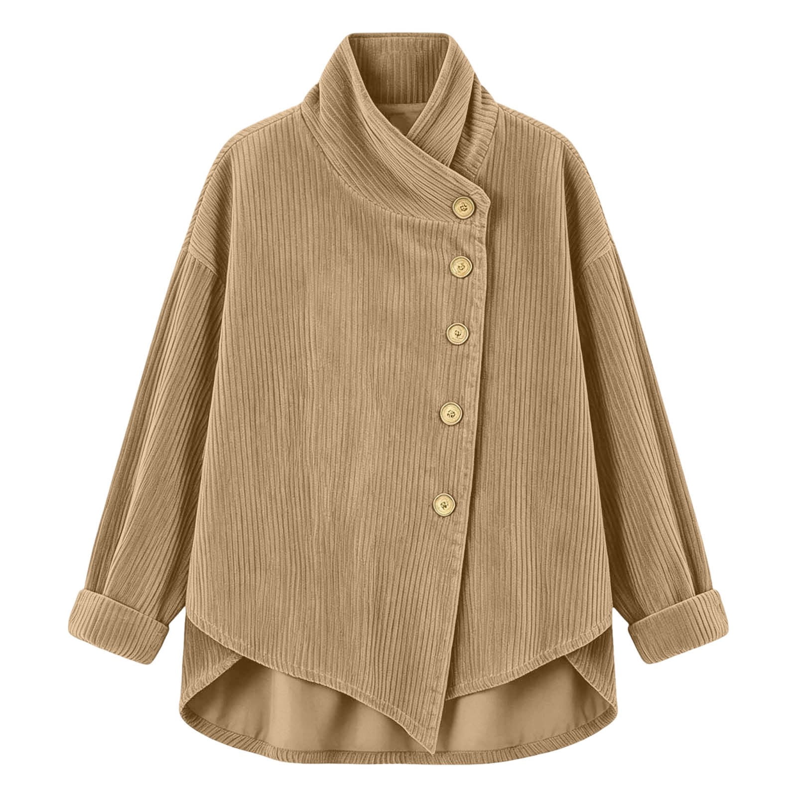 XFeng Women's Asymmetrical Button Jacket Wrap Stand Collar Long Sleeve ...