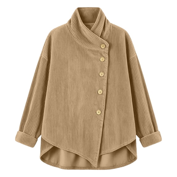 XFeng Women's Asymmetrical Button Jacket Wrap Stand Collar Long Sleeve ...