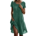 thumbnail image 1 of XFeng Women's Boho Floral Print Short Sleeve Dress Bohemian Summer Vacation Casual Loose Swing Midi Dresses, 1 of 7