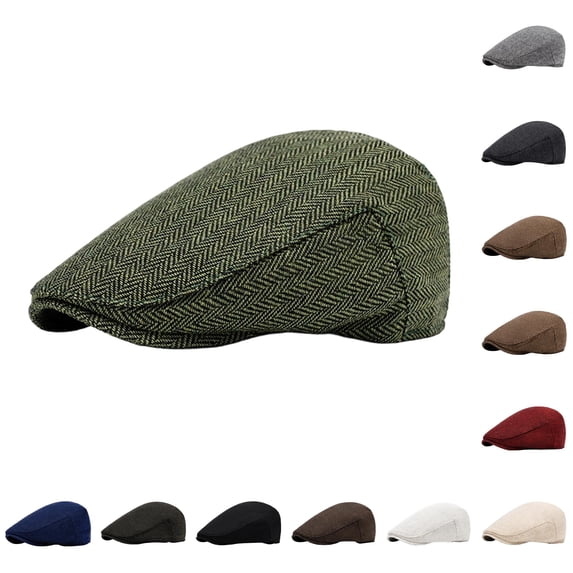 XFeng Women's Herringbone Tweed Flat Cap British Style Ivy Newsboy Hat Soft Warm Fabric for All Season Daily Street Casual Wear,Khaki,One Size