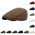 thumbnail image 1 of XFeng Women's Herringbone Tweed Flat Cap British Style Ivy Newsboy Hat Soft Warm Fabric for All Season Daily Street Casual Wear,Khaki,One Size, 1 of 3