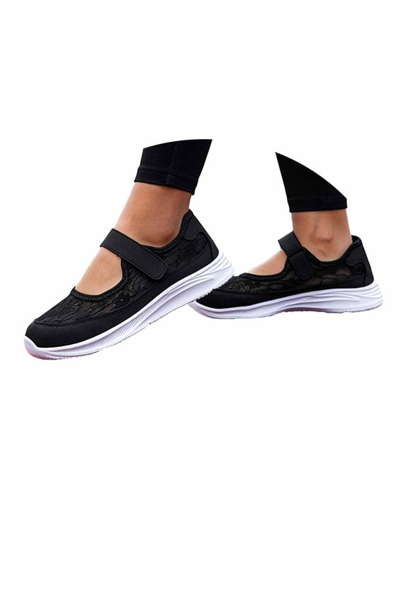 Women's Mary Jane Sneaker Flat Shoes Comfort Round Toe Adjustable Straps Anti- Arch Support Breathable Mary Jane Shoes for Women Daily Outfit,Black,35