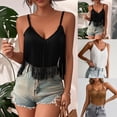 thumbnail image 1 of XFeng Womens Western Cowgirl Fringe Top - Country Concert Outfits Festival Tassel Hem Boho Rodeo Camisole Rave Tank Shirt,Black,M, 1 of 6
