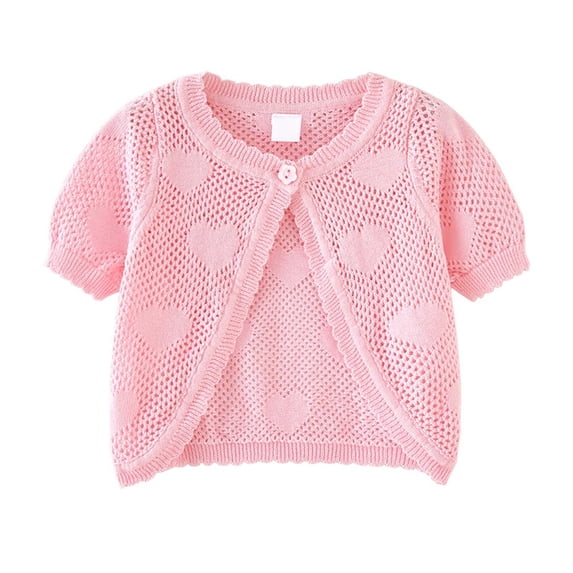 Girls' Knit Cardigan Short Sleeve Lightweight Open Front Summer Top for Toddler Baby Kids