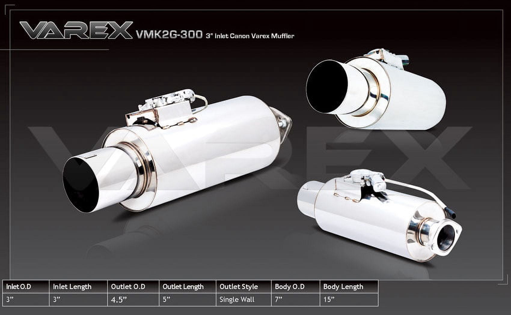 XForce VMK2G-300 Varex Universal 7" Diameter Cannon Muffler, 16" Body ...