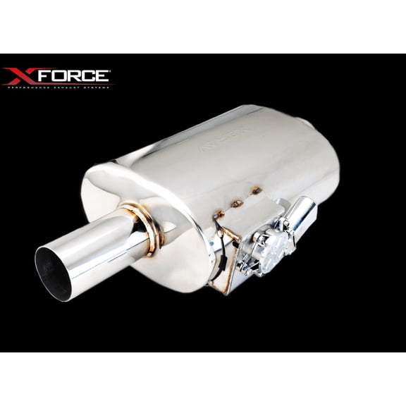 XForce VMK40-250 Varex Universal Oval Muffler, 2.5" Flanged Inlet, 2.5" Single Wall Tip, Side Mounted Motor