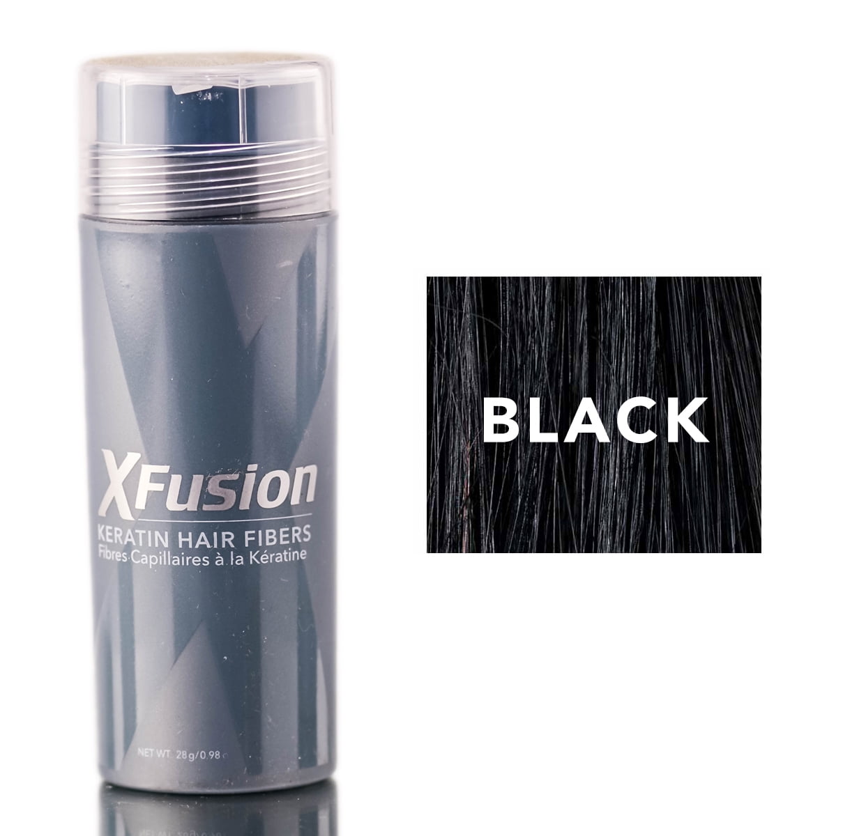 XFusion Black Keratin Hair Fibers for Extensions, Conceals Hair Loss