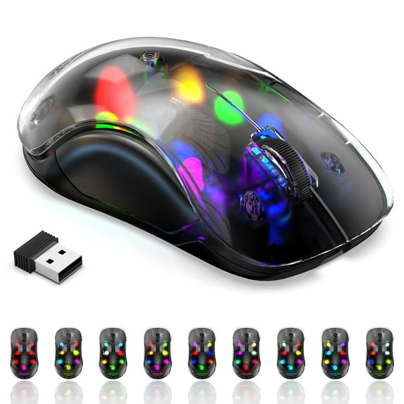 XGERTGI Gaming Mouse Wired, 2.4G Wired Computer Mouse USB Mice with 6 Adjustable DPI, RGB Backlit LED, Side Buttons, Ergonomic Optical Mice for PC, Laptop, Windows, Mac, Vista, Linux, Gamer - Black