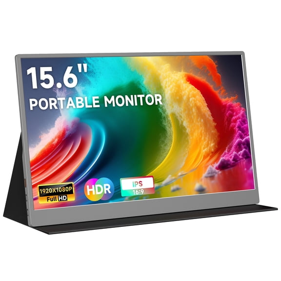 XGEZEVE Portable Monitor for Laptop 15.6 Inch,FHD 1080P USB C Travel Monitor ExtenderIPS HDMI for Computer, Second Display Screen Extender with Kickstand for PC Phone Switch PS4/5, Gray