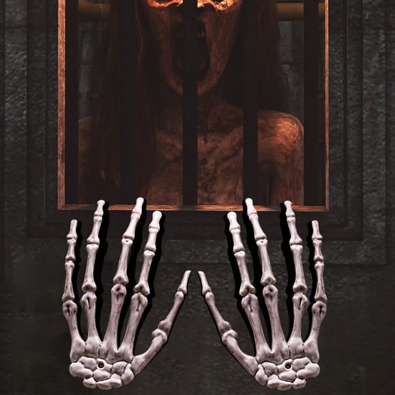 XGFHYJEH 2pcs Skeleton Hands, Plastic Halloween Realistic Life Sized Skeleton Hand Decoration Skull Bone for Halloween Party Haunted House Decoration Cosplay Props