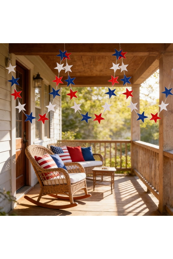 4M 4th of July Patriotic Banner - Independence Day Party Supplies - Red White Blue Bunting Garland for Memorial Day Veterans Day Photo Prop