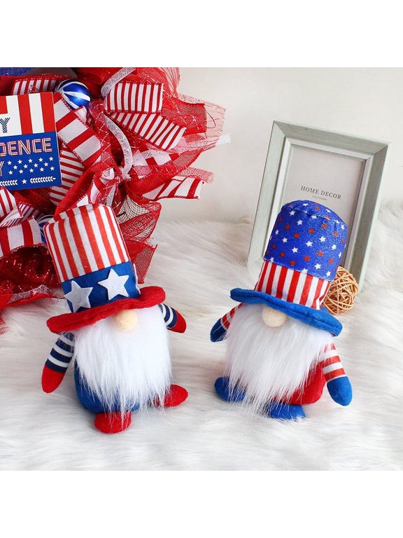 4th of July Gnomes Decorations Patriotic Gnome Doll Handmade Plush Memorial Day Decor Tomte Ornaments for 250th Anniversary Independence Day Table Decor