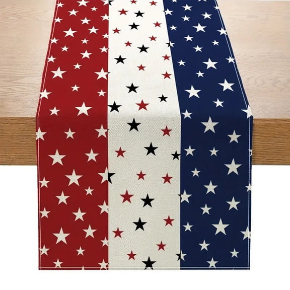 XGFHYJEH 4th of July Table Runner, Patriotic Table Runner, 4th of July Table Decorations, Red White and Blue American Flag Table Cover Memorial Day Runners for Indoor Outdoor Home Party Decoration