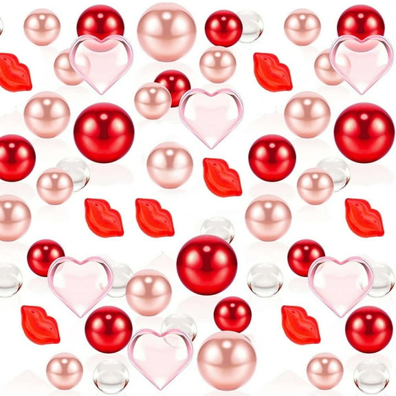 XGFHYJEH 6076Pcs Valentine's Day Vase Filler, Valentine's Day Decor, Valentines Day Decorations, Heart Pearl Water Gel Bead Floating Candles Centerpiece For Wedding Decor
