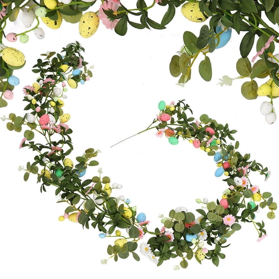 XGFHYJEH 7FT Easter Garland Decorations for the Home, Easter Garland for Mantle, Easter Garland Decor, Mantle Easter Garland with Easter Eggs, Spring Easter Garland Clearance