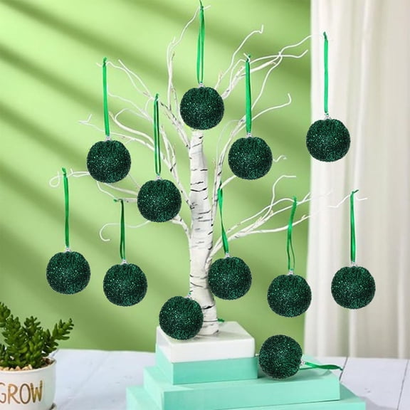 XGFHYJEH 7cm St. Patrick's Day Hanging Ball Ornament Clover Wrapped Ornament St. Patrick Green Ball Irish Clover Hanging Decoration for Home Party Decor
