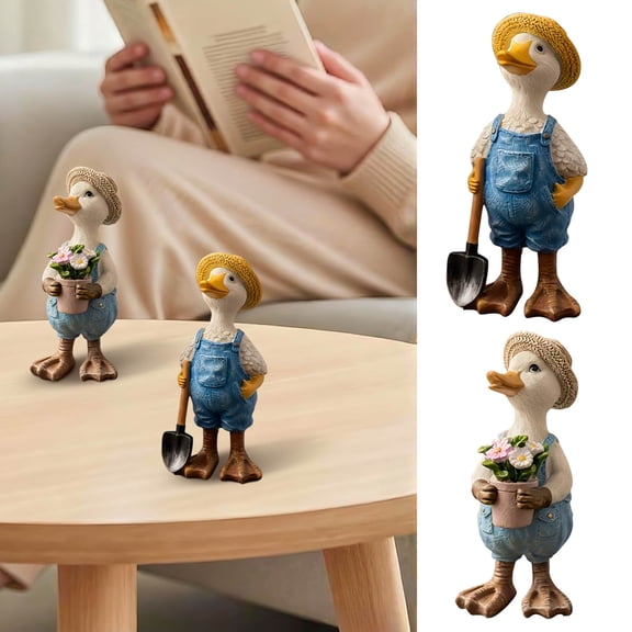 XGFHYJEH Adorable Duck Resin Figurine Cute Craft Ornament Indoor Home Decor for Living Room Entryway Bedroom Easter Holiday Gift