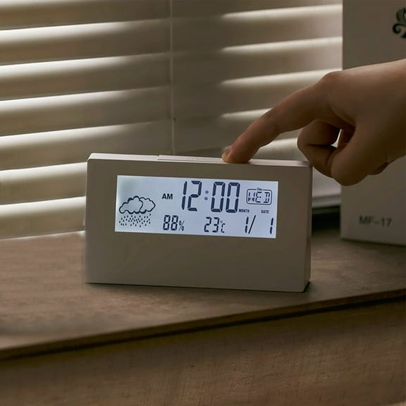 XGFHYJEH Alarm Clocks for Bedroom, Digital Alarm Clock, Alarm Clocks with Large Numbers, Small Smart Bedside Tabletop Clock with Large LED Display & Temperature Humidity