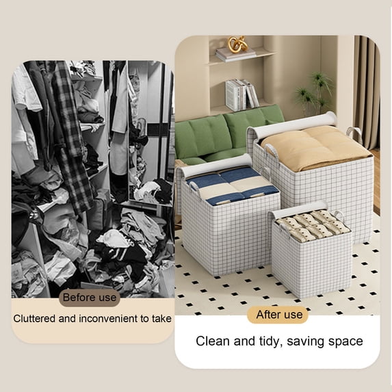 XGFHYJEH Back to School Cloth Storage Bins Organizer with Lids Foldable Clothes Bags Large Capacity Closet Wardrobe Box for Clothes Blanket Bedding Toy