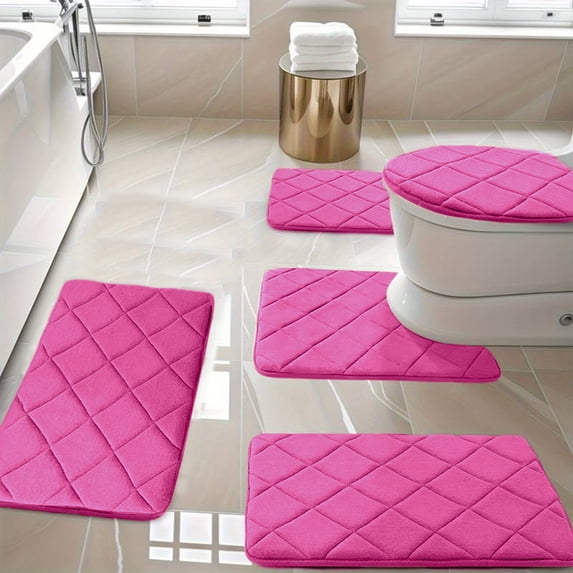 XGFHYJEH Bath Mat Sets, Bathroom Rug Sets Clearance, Bathroom Mats and Rugs sets, Bath Rug Sets for Bathroom, Bathroom Mats 5 Piece Set, Quick-Drying Waterproof Non-Slip Washable
