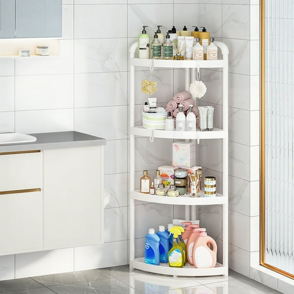 XGFHYJEH Bathroom Storage Shelf, Standing Small Corner Storage Racks And Shelves, Desktop Storage Rack, Multi Layer Storage Shelving, Space Saving Floor Organizer for Bathroom Bedroom Kitchen