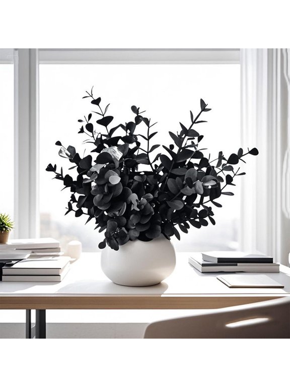 Black Artificial Eucalyptus Stems Faux Eucalyptuses Branches Black Leaf Halloween Centerpiece Halloween Home Decor