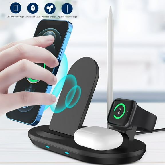 XGFHYJEH Charging Station, Wireless Charging Station, Charging Station for Multiple Devices, Wireless Charging, 4 in 1 Charging Station, Wireless Charge, for Android, Iphone, Apple, Samsung, Ipad