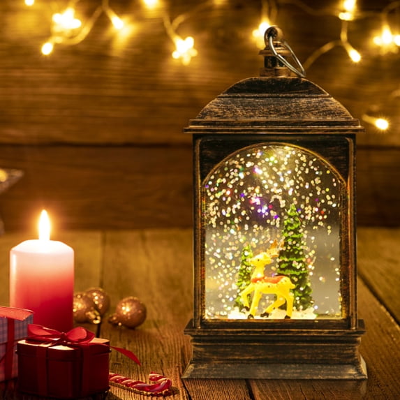 XGFHYJEH Christmas Candle Lanterns Decor, Retro Hanging Christmas Lamp Night Light Decoration with LED Light Battery Operated, Tabletop Lanterns Decor, for Christmas Xmas Home Decor Gift on Clearance