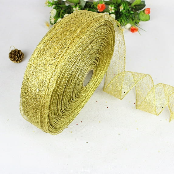 XGFHYJEH Christmas Ribbon for Tree, Christmas Tree Decoration With 2 Meters, Random Mesh Lock Side Sprinkle Powder Christmas Tree Ornaments Decor