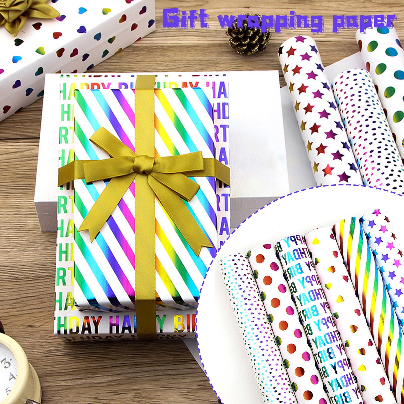 XGFHYJEH Christmas Wrapping Paper Clearance, Colorful Bronzing Gift ...