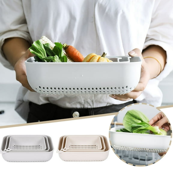 XGFHYJEH Colander, 3pcs Colander Plastic, Small Colander, Mesh Colander for Over Sink, Kitchen Colander, Fruit Colander, Small Colander for Fruit and Veggies， Colander Plastic Set