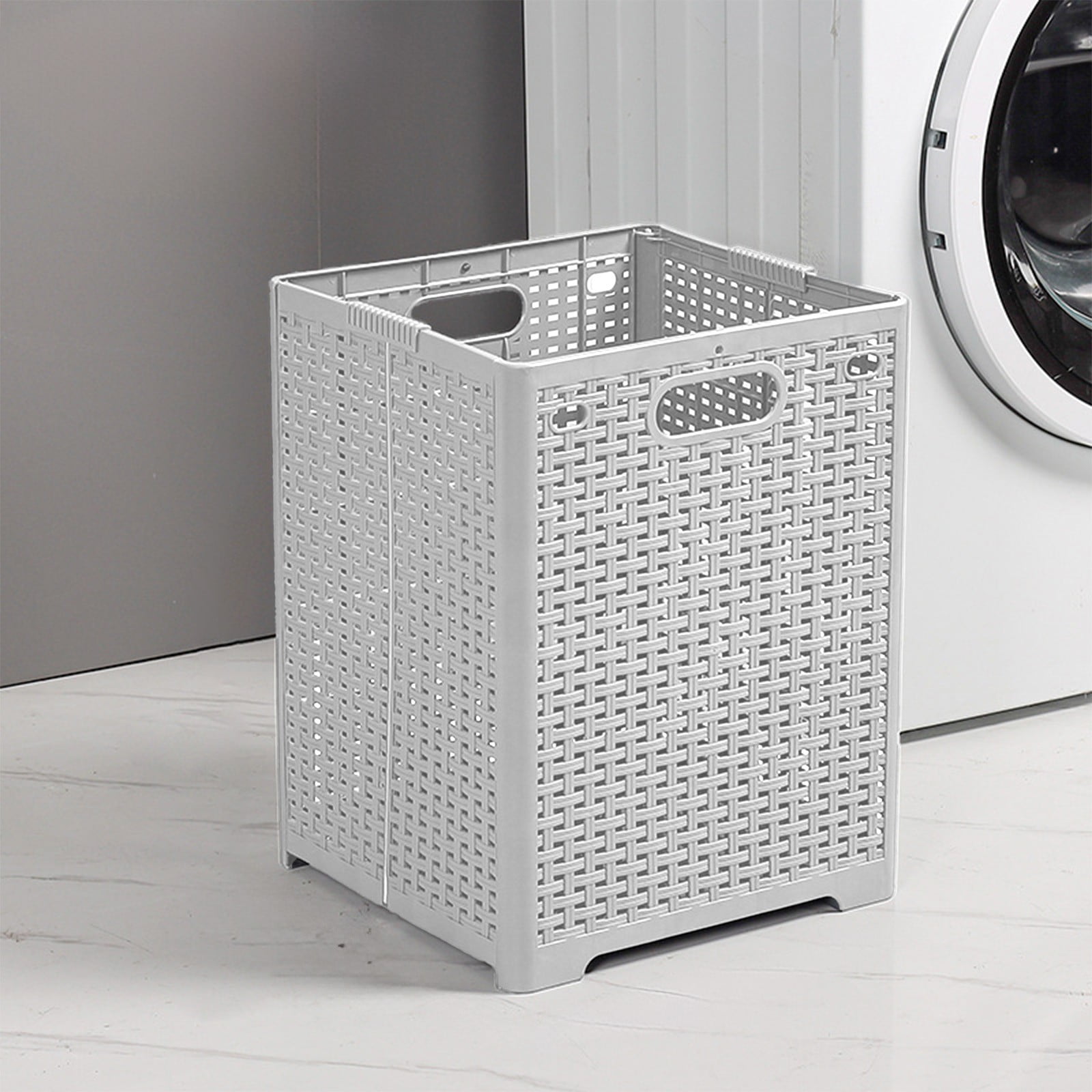XGFHYJEH Collapsible Laundry Basket with Handles, Plastic Clothes Hamper for Baby Kids Nursery, Freestanding Foldable Laundry Bag, Decorative Storage Container, Folding Big Washing Bin