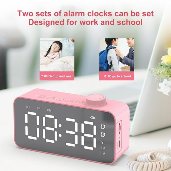 XGFHYJEH Digital Clocks, Alarm Clock, Alarm Clock for Heavy Sleepers Adults, Loud Alarm Clocks, Small Bedside Tabletop Clock with Large LED Display & Wireless Bluetooth Speaker