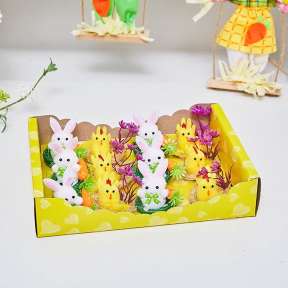 XGFHYJEH Easter Decorative Easter Eggs Simulation Plushs Little Yellow Chicken Gift Ornament